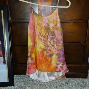 Jennifer Lopez Pink and Orange Sleeveless Top